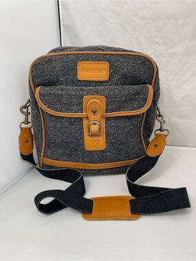Cambridge Gray Canvas Messenger Bag with Tan Trim
